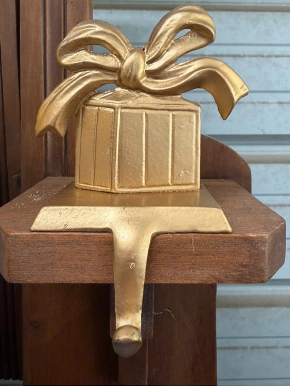 2 Vintage Gold Tone Metal Stocking Holders